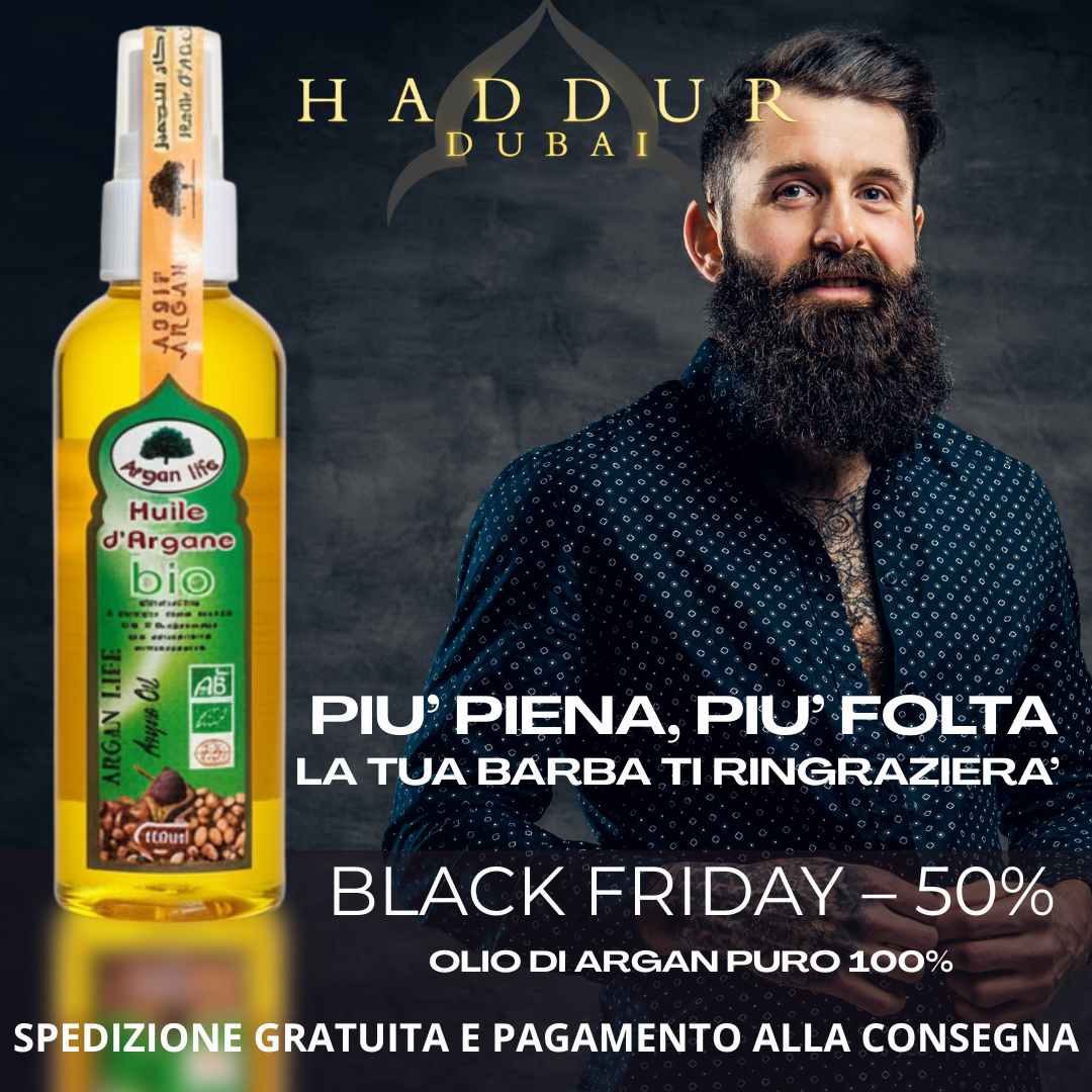 LOZIONE ARGAN MAN - TRATTAMENTO BARBA PREMIUM - LA POTENZA DEL DESERTO. L'ELEGANZA DI DUBAI